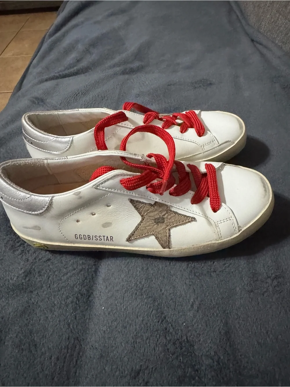Golden Goose Kids White Star Sneakers with Red Laces